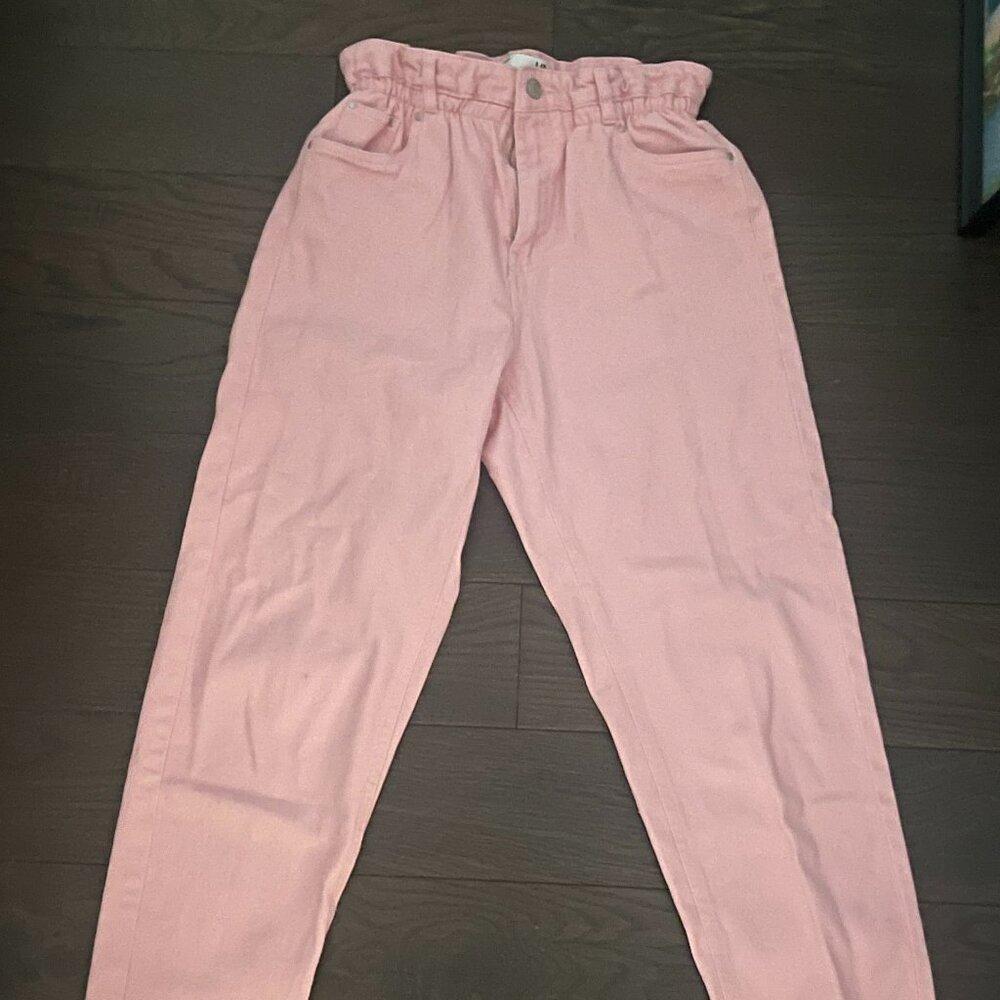 Pink Refuge Denim Ruffle High waist pants Size M